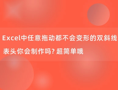 Excel中任意拖动都不会变形的双斜线表头你会制作吗？超简单哦